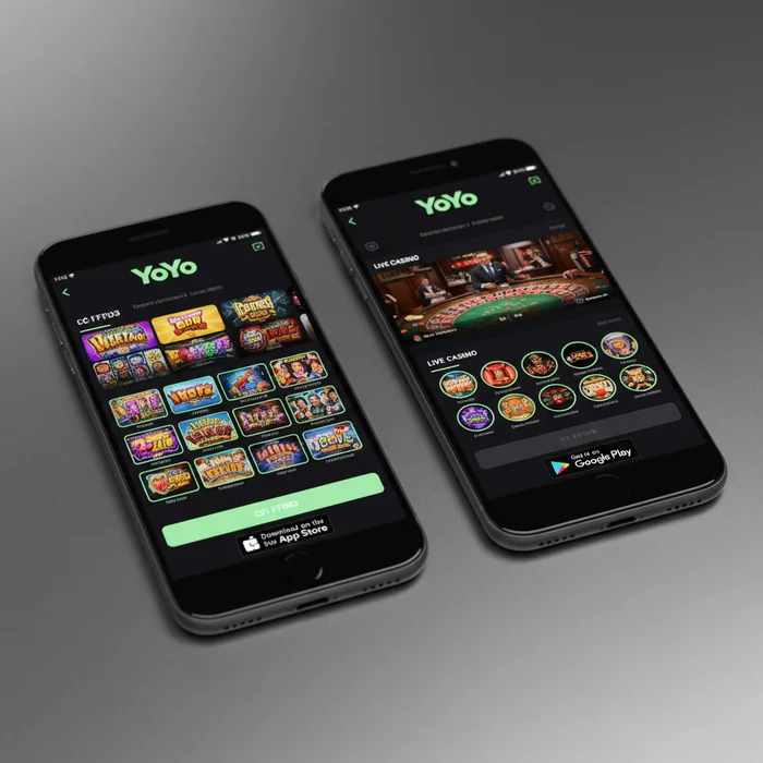 YoYo mobile interface — responsive display via mobile browser on smartphone